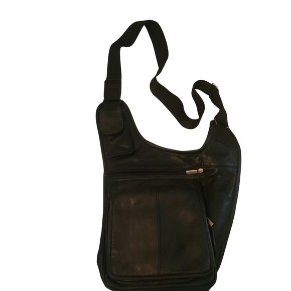 Black Soft Leather Crossbody Bag - Picture 5 of 7